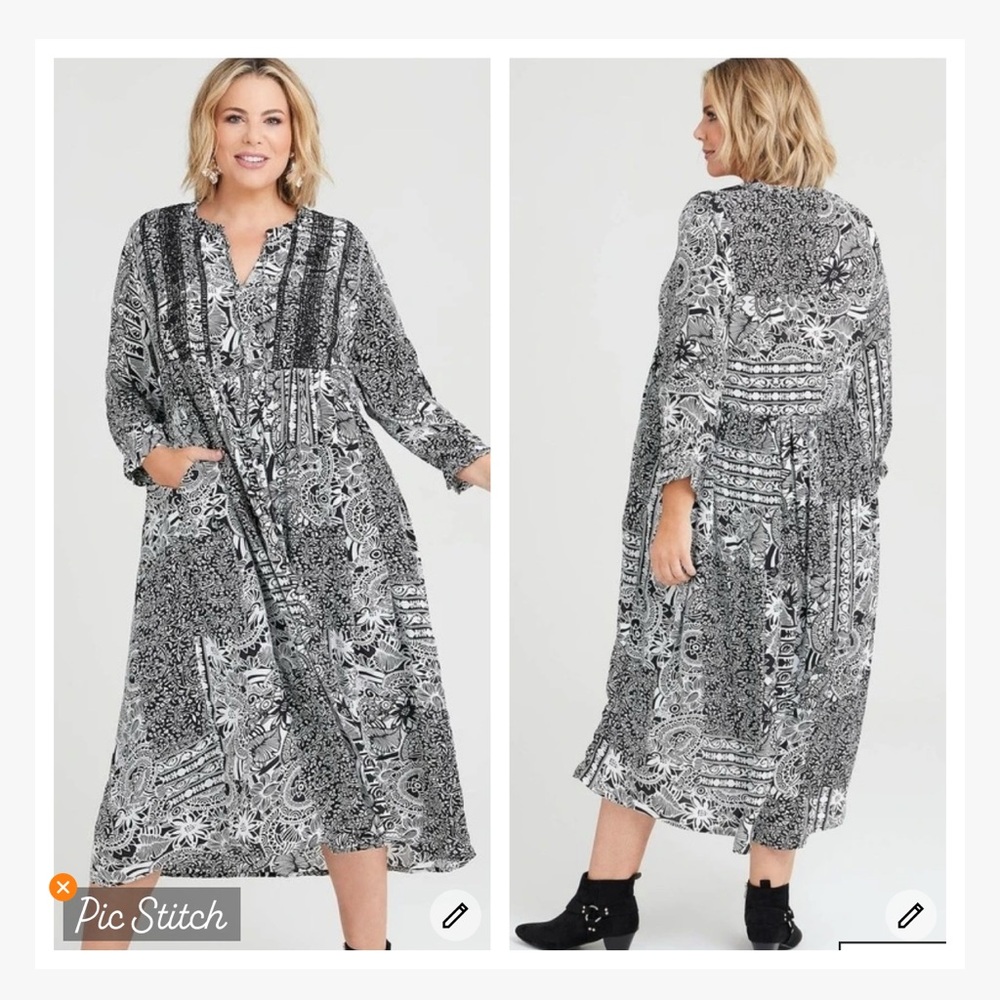 Taking Shape Natural Paisley Boho Dress Print Fireworks